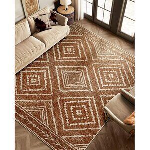 New 8x10 Western Area Rug, Washable Non-Slip Low Pile Carpet for Home & Room